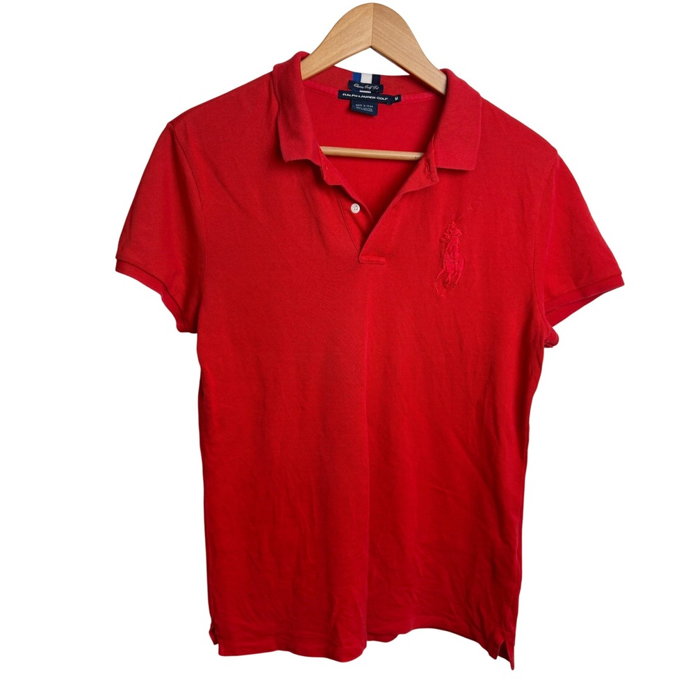 Ralph Lauren Mens Classic Fit Big Pony Polo Shirt M Red Pique Cotton Stretch